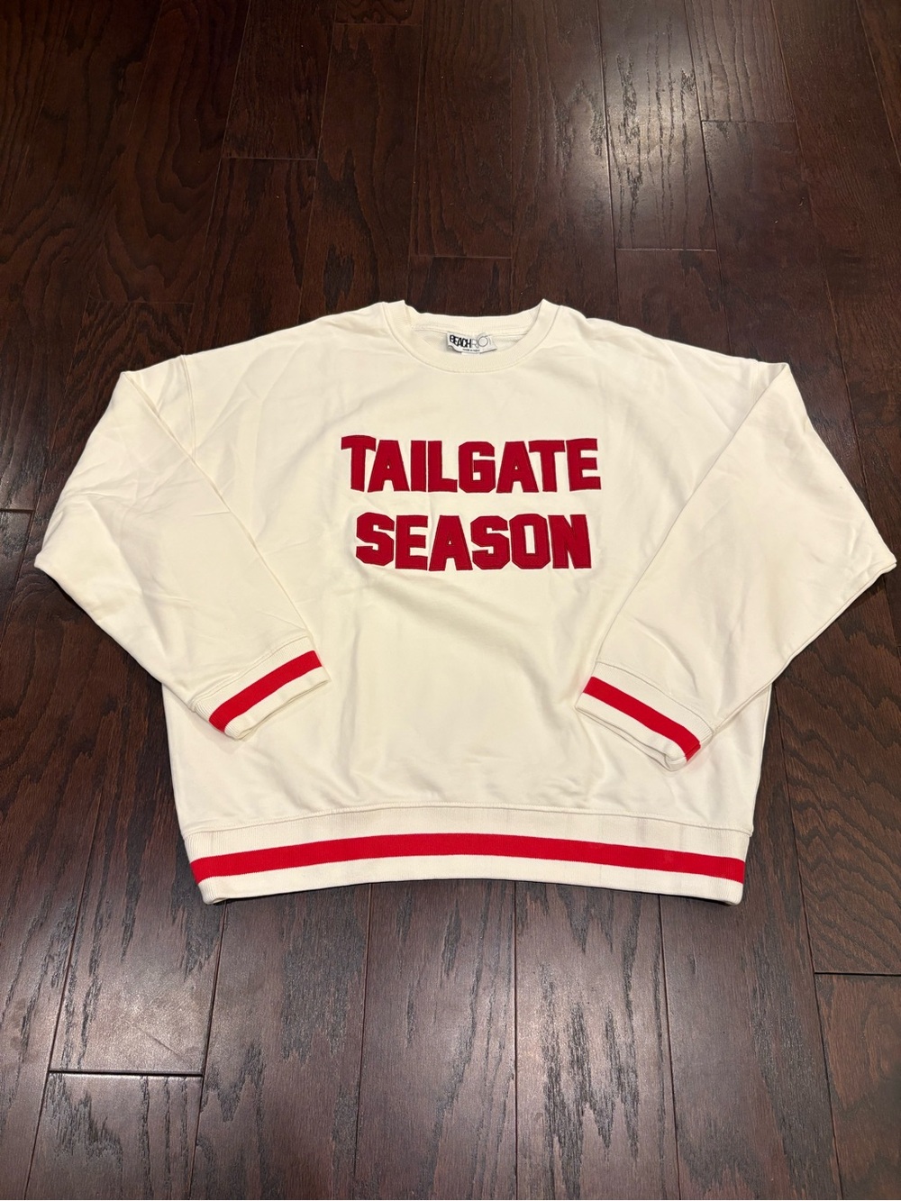 Beach Riot x Anthropologie Tailgate Season Cream/Red Sweatshirt S NWOT imperfect